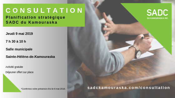 9 mai 2019 – Consultation pour la planification stratégique 2019-2022 de la SADC du Kamouraska